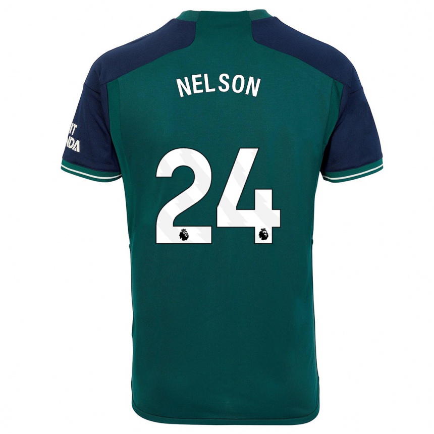 キッズフットボールリース・ネルソン#24緑サードユニフォームシャツ2023/24ジャージーユニフォーム