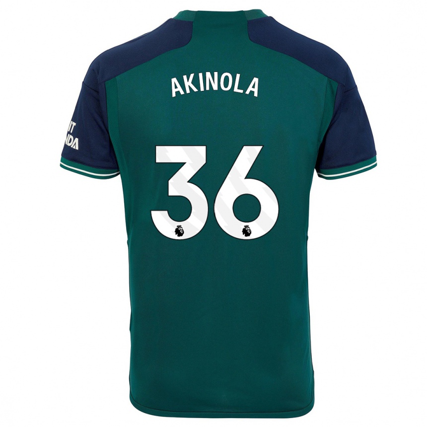キッズフットボールティム・アキノラ#36緑サードユニフォームシャツ2023/24ジャージーユニフォーム