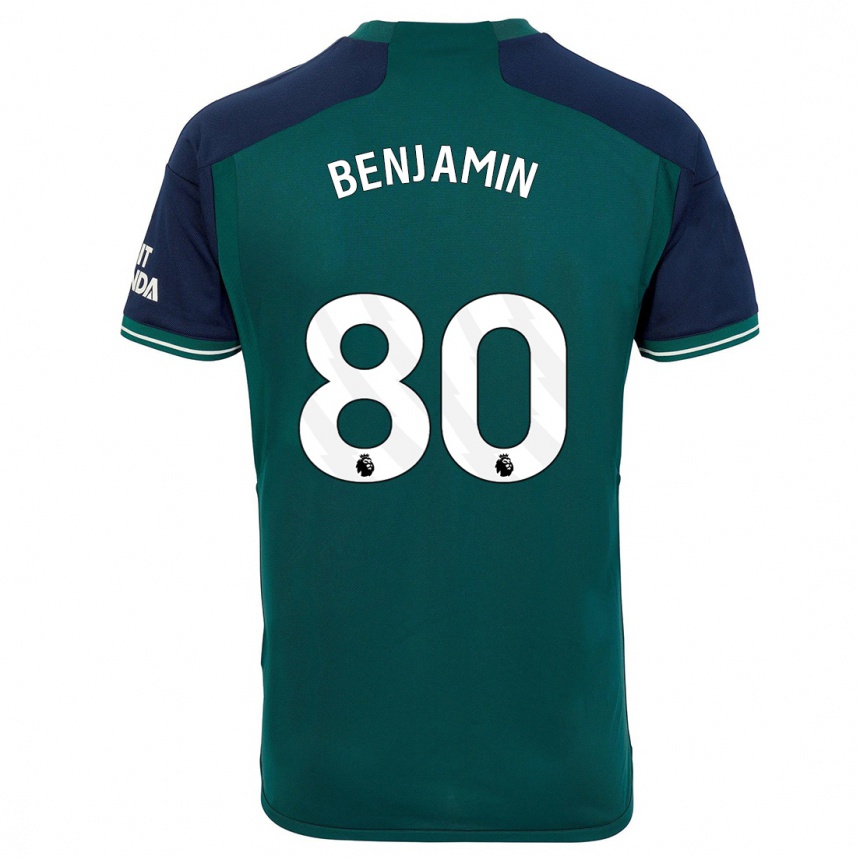 キッズフットボールオマリ・ベンジャミン#80緑サードユニフォームシャツ2023/24ジャージーユニフォーム