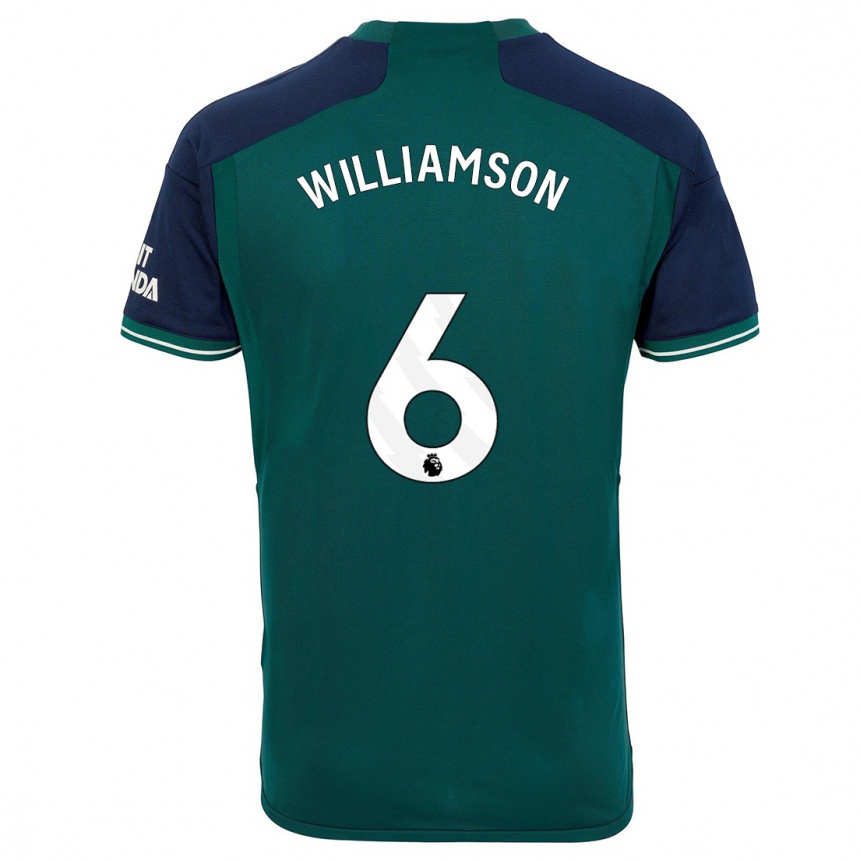 キッズフットボールリア・ウィリアムソン#6緑サードユニフォームシャツ2023/24ジャージーユニフォーム
