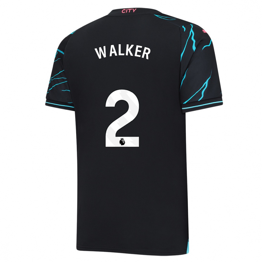 キッズフットボールカイル・ウォーカー#2濃紺サードユニフォームシャツ2023/24ジャージーユニフォーム