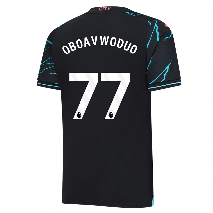 キッズフットボールジャスティン・オボワドゥオ#77濃紺サードユニフォームシャツ2023/24ジャージーユニフォーム