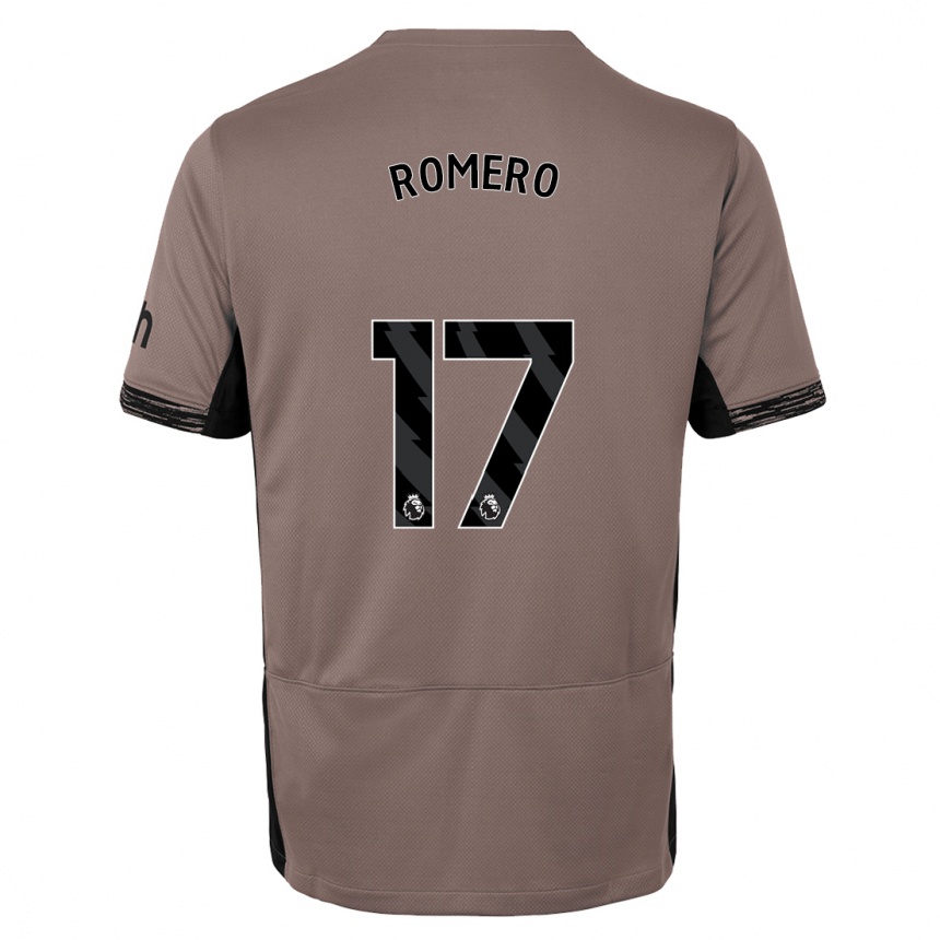 キッズフットボールクリスティアン・ロメロ#17ダークベージュサードユニフォームシャツ2023/24ジャージーユニフォーム