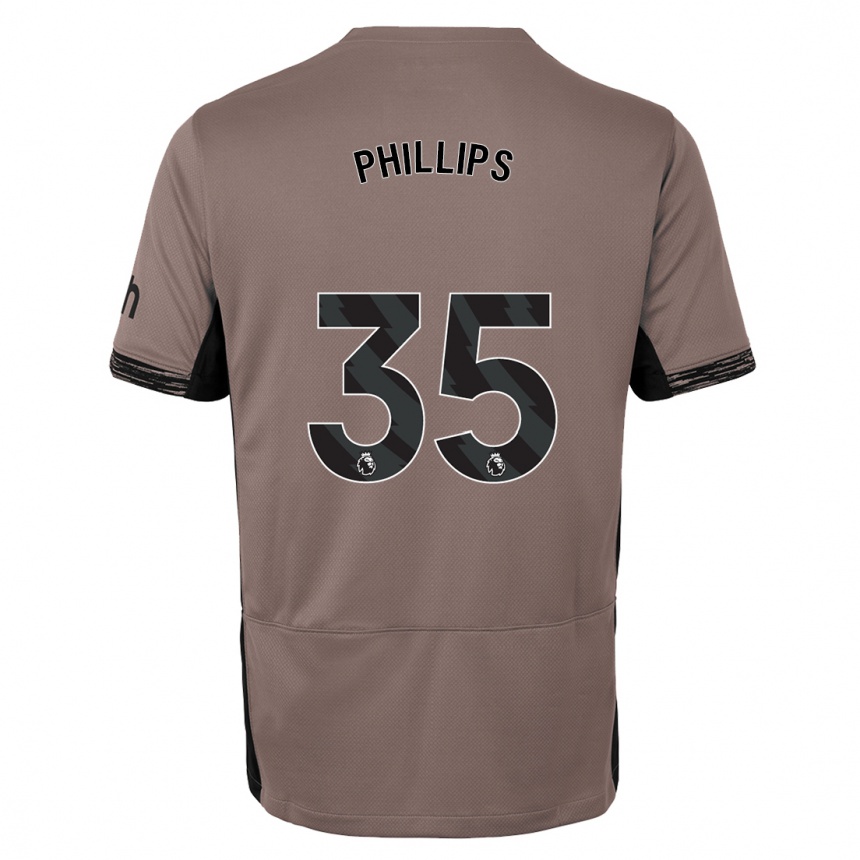 キッズフットボールアシュリー・フィリップス#35ダークベージュサードユニフォームシャツ2023/24ジャージーユニフォーム