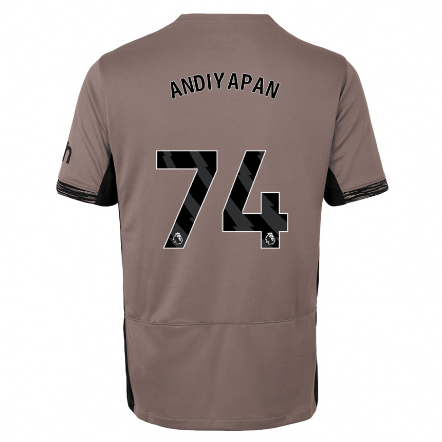 キッズフットボールウィリアム・アンディヤパン#74ダークベージュサードユニフォームシャツ2023/24ジャージーユニフォーム