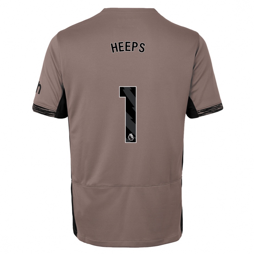 キッズフットボールエレノア・ヘップス#1ダークベージュサードユニフォームシャツ2023/24ジャージーユニフォーム