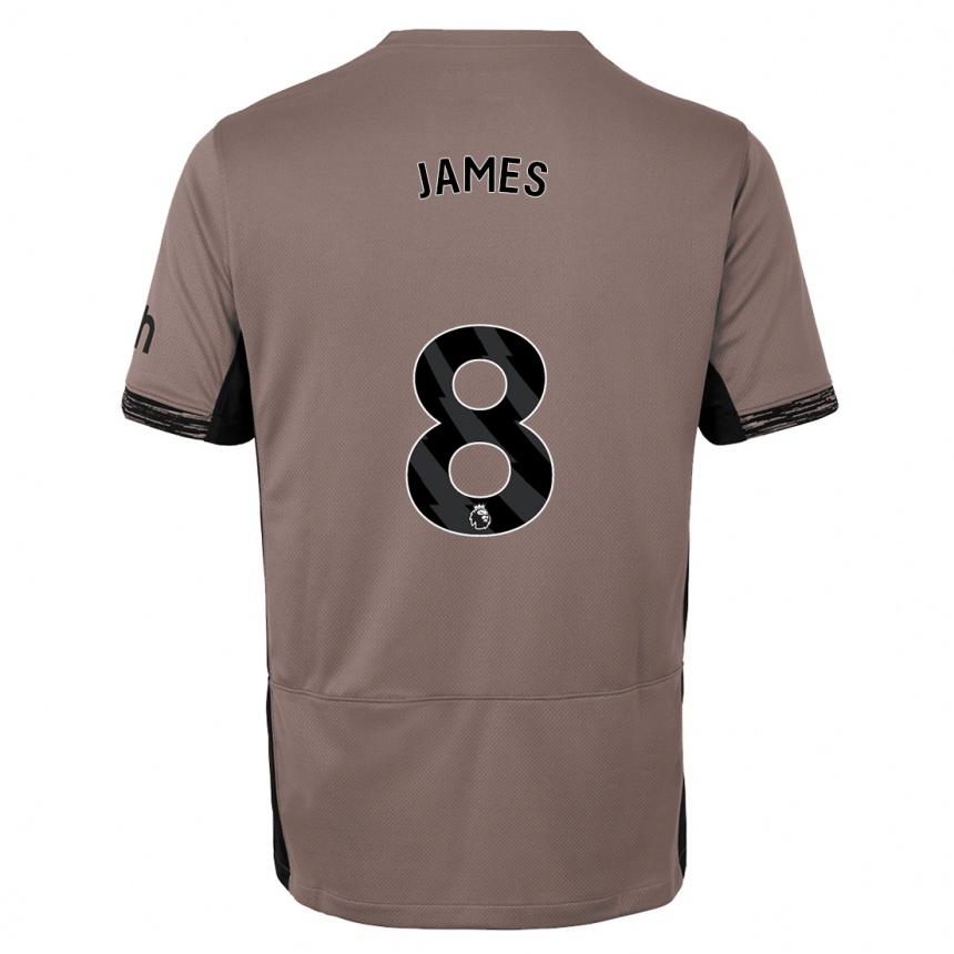 キッズフットボールアンガラッド・ジェームズ#8ダークベージュサードユニフォームシャツ2023/24ジャージーユニフォーム