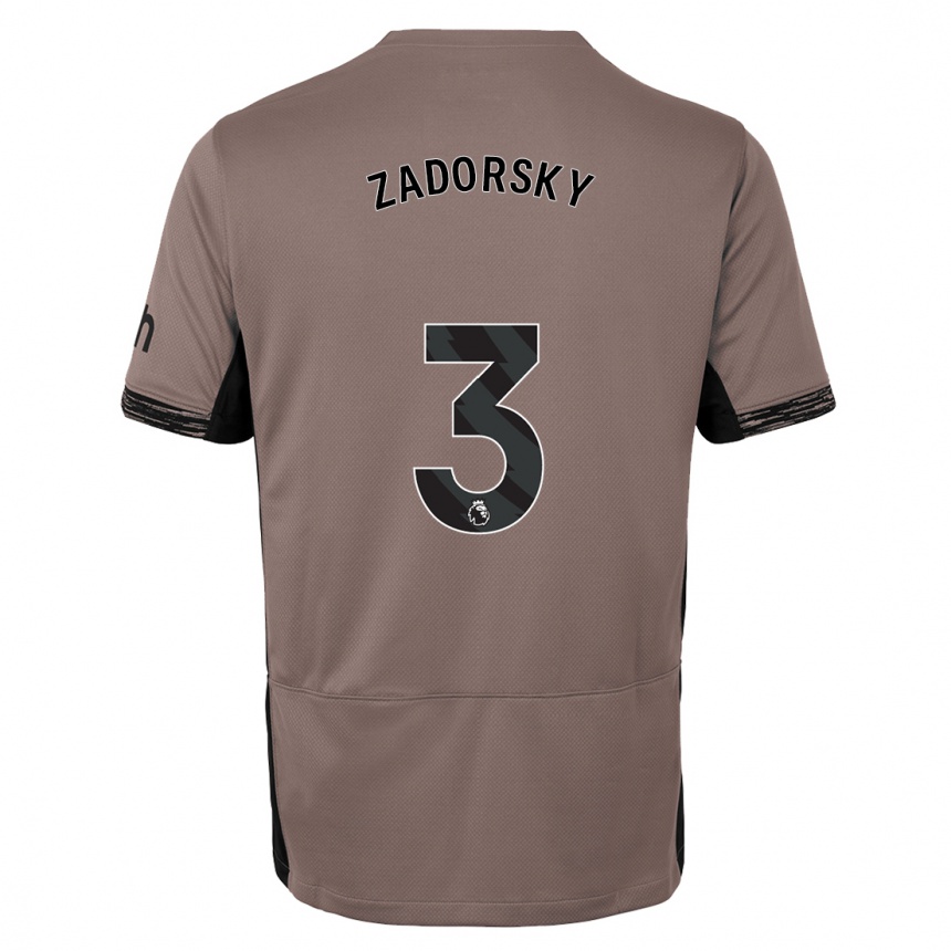 キッズフットボールシェリナ・ザドルスキー#3ダークベージュサードユニフォームシャツ2023/24ジャージーユニフォーム