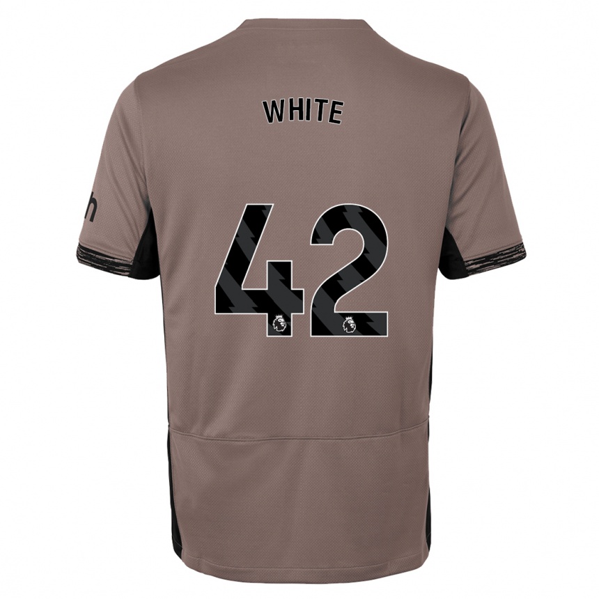 キッズフットボールハーヴェイ・ホワイト#42ダークベージュサードユニフォームシャツ2023/24ジャージーユニフォーム