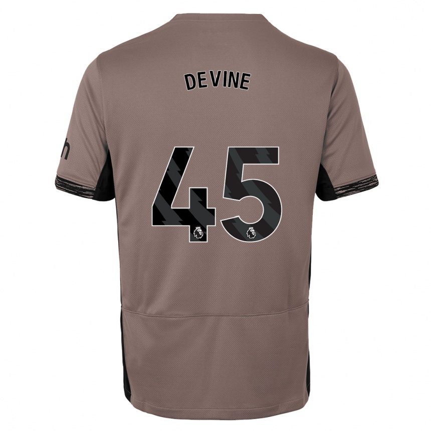 キッズフットボールアルフィー・ディヴァイン#45ダークベージュサードユニフォームシャツ2023/24ジャージーユニフォーム