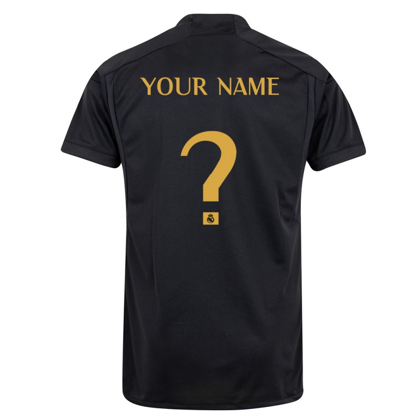 キッズフットボールあなたの名前#0黒サードユニフォームシャツ2023/24ジャージーユニフォーム