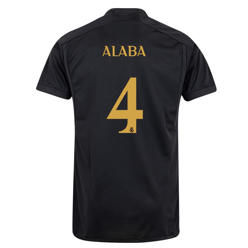 キッズフットボールダヴィド・アラバ#4黒サードユニフォームシャツ2023/24ジャージーユニフォーム