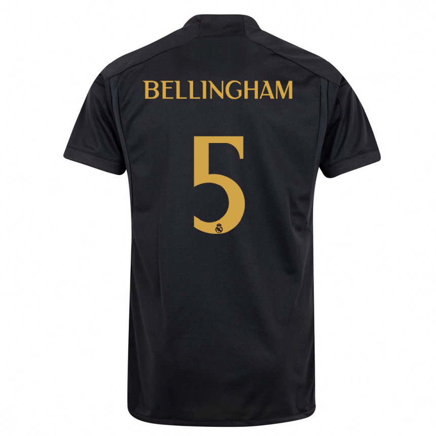 キッズフットボールジュード・ベリンガム#5黒サードユニフォームシャツ2023/24ジャージーユニフォーム