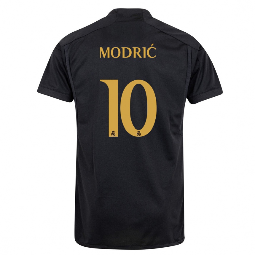 キッズフットボールルカ・モドリッチ#10黒サードユニフォームシャツ2023/24ジャージーユニフォーム