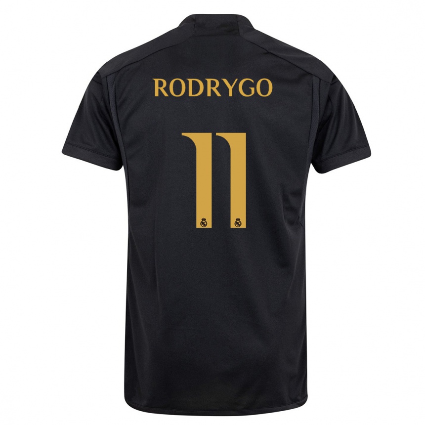 キッズフットボールロドリゴ・シウバ・デ・ゴエス#11黒サードユニフォームシャツ2023/24ジャージーユニフォーム