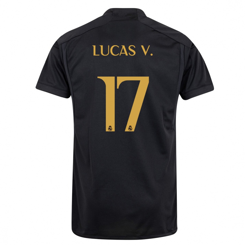 キッズフットボールルーカス・バスケス#17黒サードユニフォームシャツ2023/24ジャージーユニフォーム