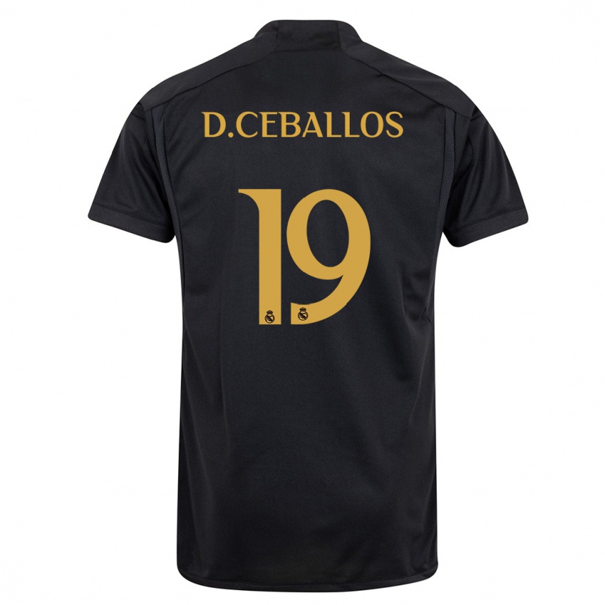 キッズフットボールダニ・セバージョス#19黒サードユニフォームシャツ2023/24ジャージーユニフォーム