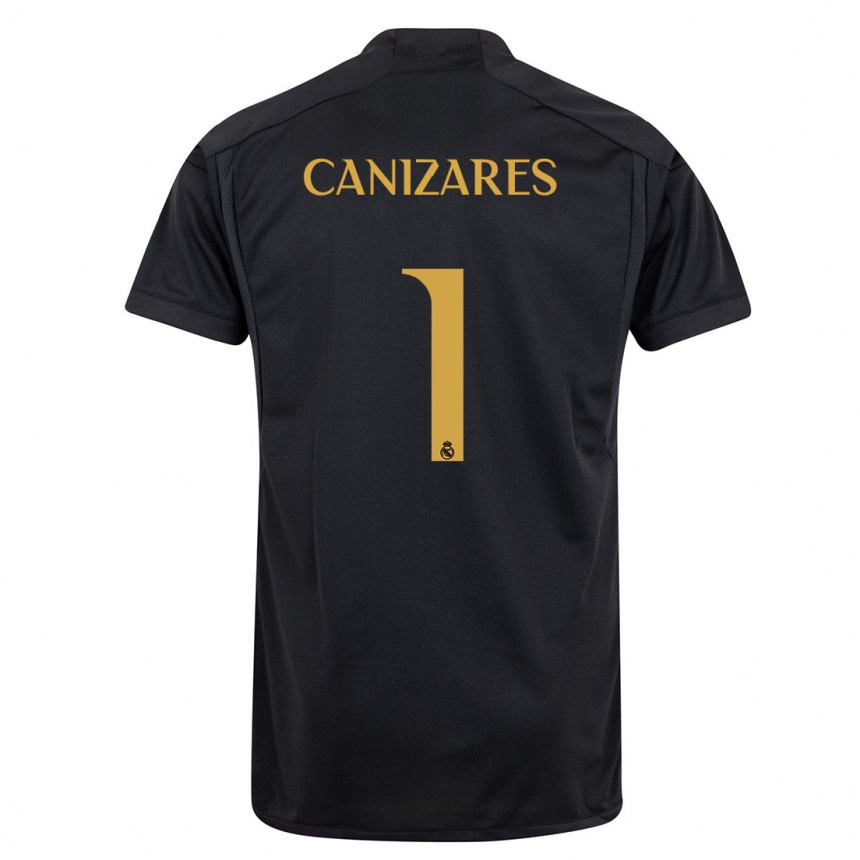 キッズフットボールルーカス・カニサレス#1黒サードユニフォームシャツ2023/24ジャージーユニフォーム