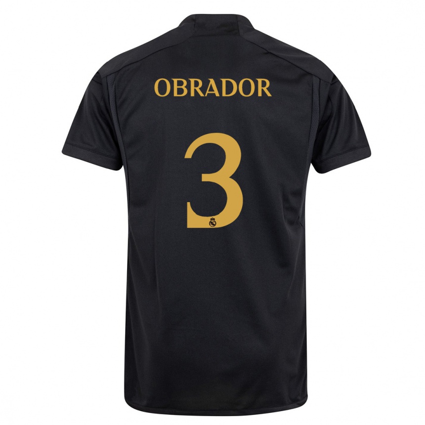 キッズフットボールラフェル・オブラドール#3黒サードユニフォームシャツ2023/24ジャージーユニフォーム