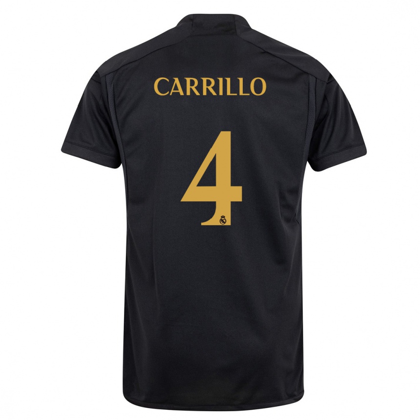 キッズフットボールアルバロ・カリージョ#4黒サードユニフォームシャツ2023/24ジャージーユニフォーム