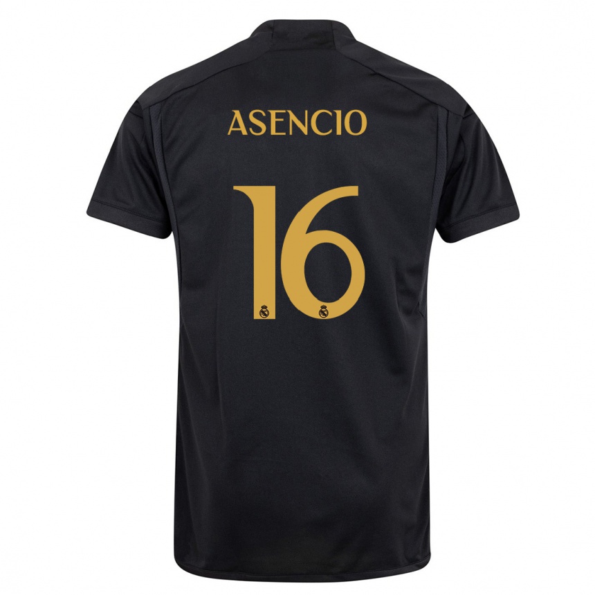 キッズフットボールラウル・アセンシオ#16黒サードユニフォームシャツ2023/24ジャージーユニフォーム