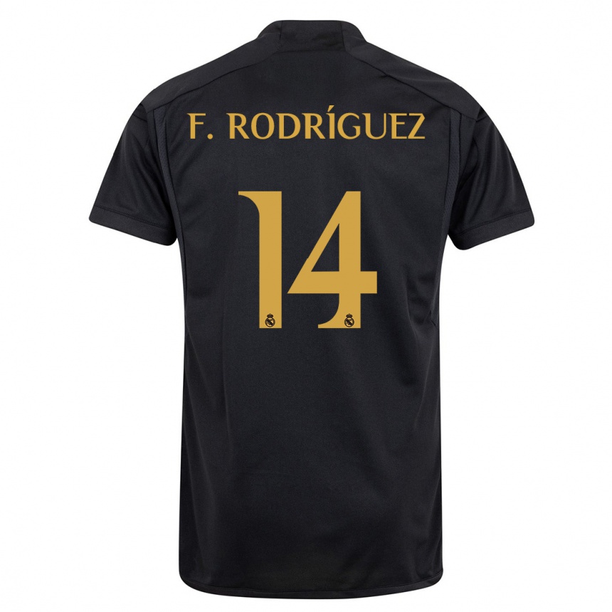 キッズフットボールフェル・ロドリゲス#14黒サードユニフォームシャツ2023/24ジャージーユニフォーム
