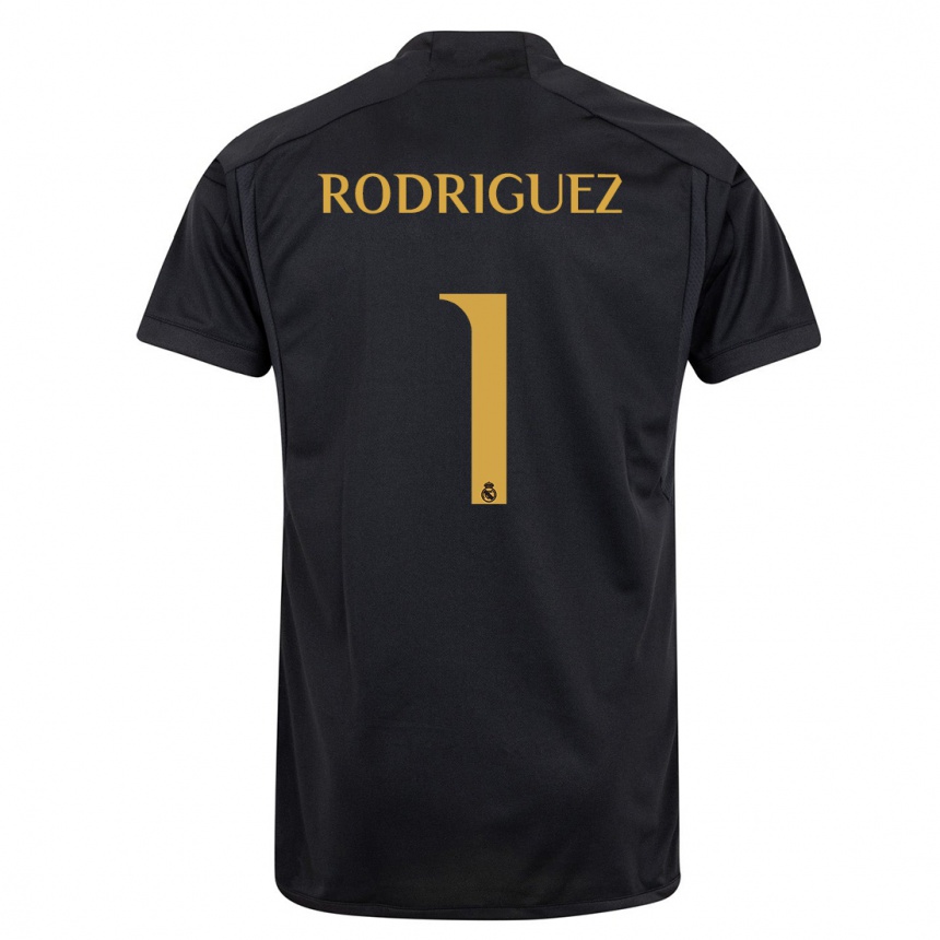 キッズフットボールミサ・ロドリゲス#1黒サードユニフォームシャツ2023/24ジャージーユニフォーム
