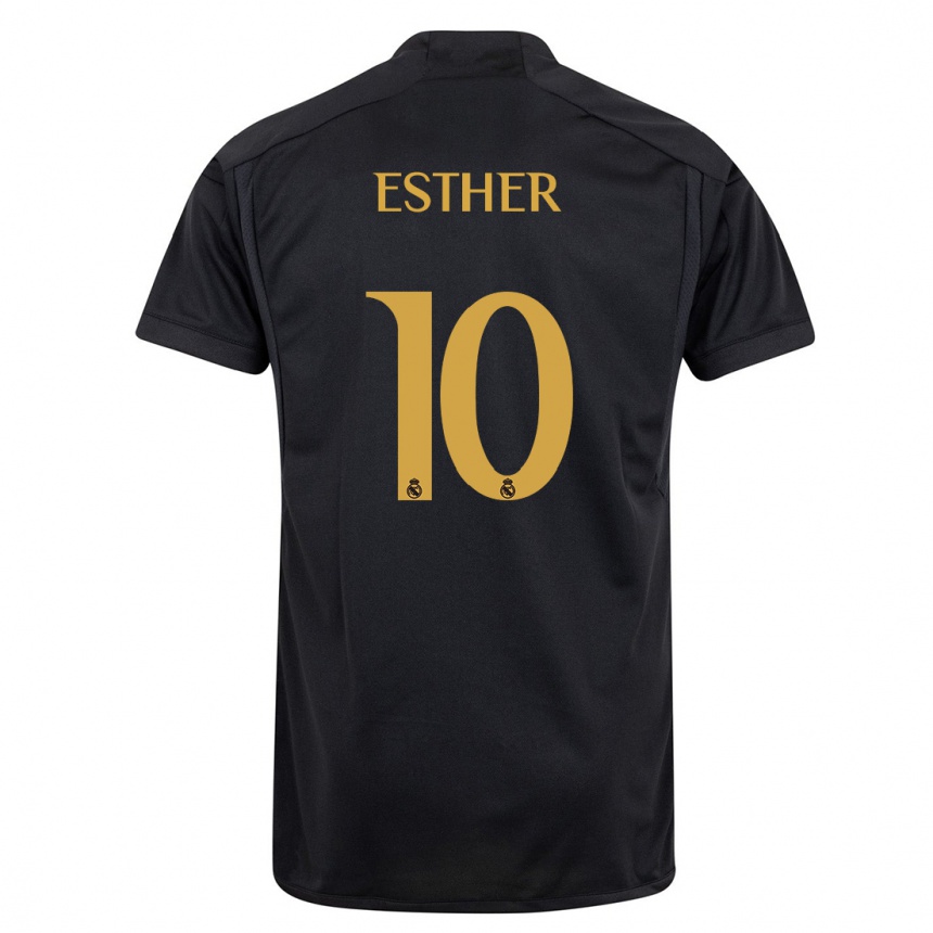 キッズフットボールエスターゴンザレス#10黒サードユニフォームシャツ2023/24ジャージーユニフォーム