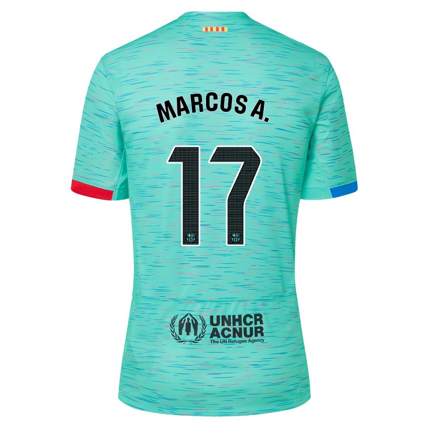 キッズフットボールマルコス・アロンソ・メンドーサ#17ライトアクアサードユニフォームシャツ2023/24ジャージーユニフォーム