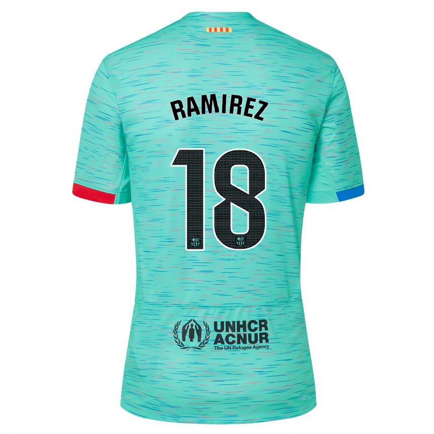 キッズフットボールエマ・ラミレス#18ライトアクアサードユニフォームシャツ2023/24ジャージーユニフォーム