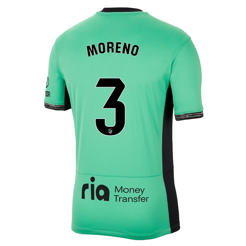 キッズフットボールマルコ・モレノ#3スプリンググリーンサードユニフォームシャツ2023/24ジャージーユニフォーム