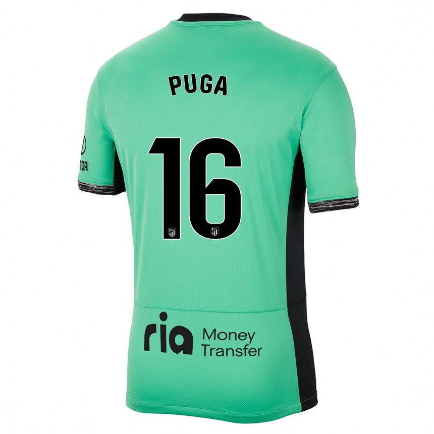 キッズフットボールカルロス・プーガ#16スプリンググリーンサードユニフォームシャツ2023/24ジャージーユニフォーム