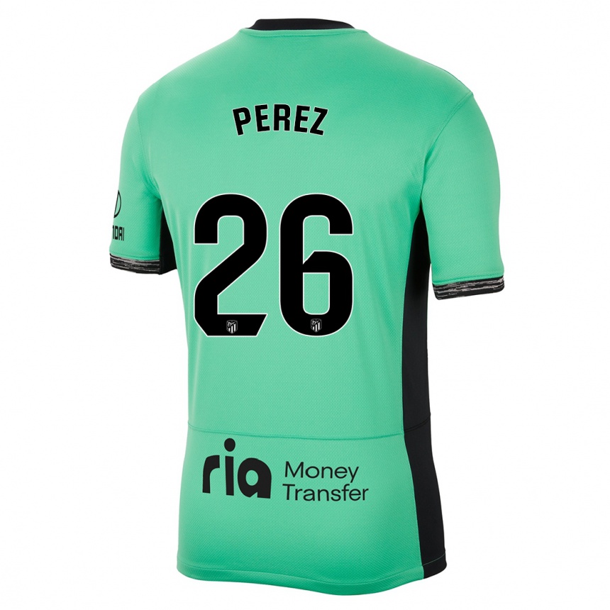 キッズフットボールゼニア・ペレス#26スプリンググリーンサードユニフォームシャツ2023/24ジャージーユニフォーム
