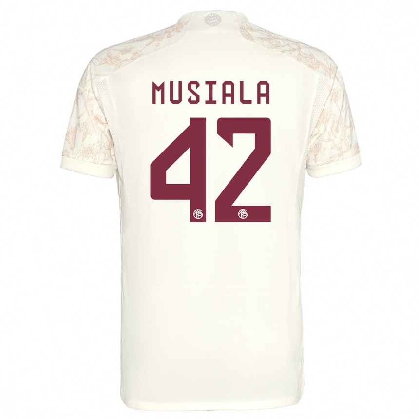キッズフットボールジャマル・ムシアラ#42オフホワイトサードユニフォームシャツ2023/24ジャージーユニフォーム