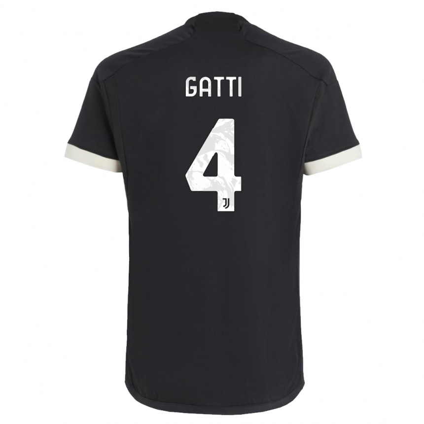 キッズフットボールフェデリコ・ガッティ#4黒サードユニフォームシャツ2023/24ジャージーユニフォーム