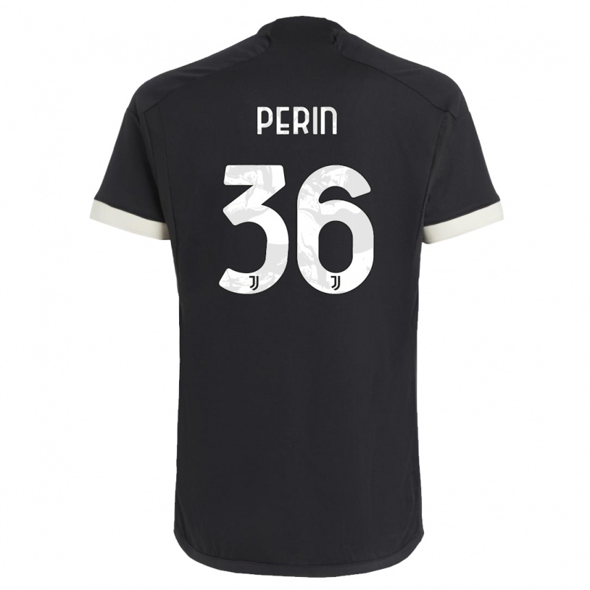 キッズフットボールマッティア・ペリン#36黒サードユニフォームシャツ2023/24ジャージーユニフォーム