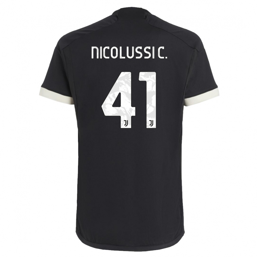 キッズフットボールハンズ・ニコルッシ・カヴィーリャ#41黒サードユニフォームシャツ2023/24ジャージーユニフォーム