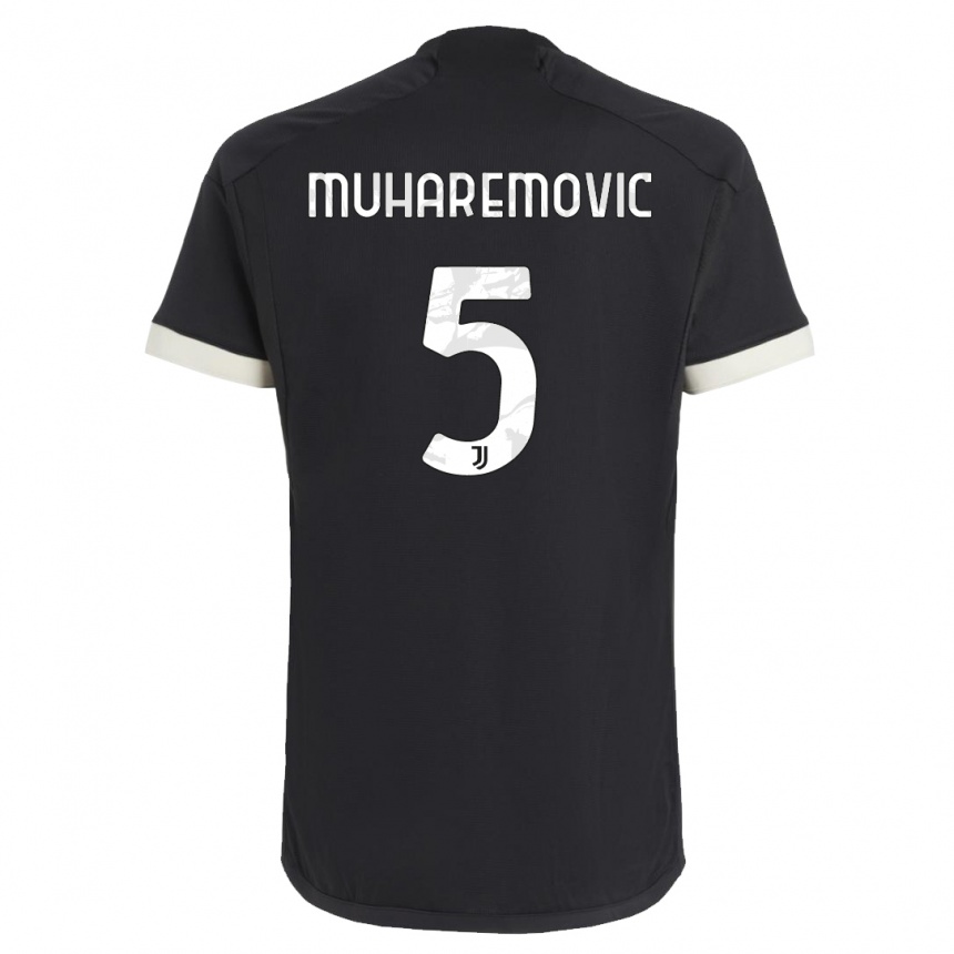 キッズフットボールタリク・ムハレモヴィッチ#5黒サードユニフォームシャツ2023/24ジャージーユニフォーム