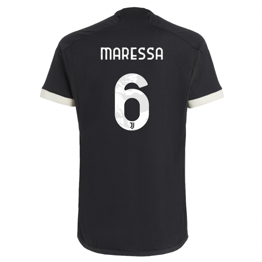 キッズフットボールトマソ・マレッサ#6黒サードユニフォームシャツ2023/24ジャージーユニフォーム