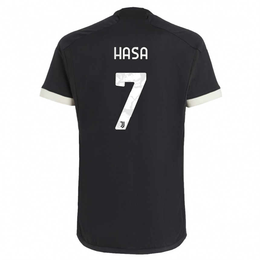キッズフットボールルイス・ハサ#7黒サードユニフォームシャツ2023/24ジャージーユニフォーム