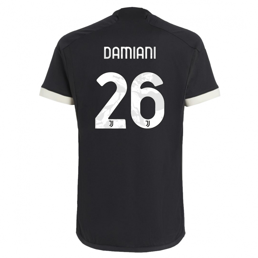 キッズフットボールサムエレ・ダミアーニ#26黒サードユニフォームシャツ2023/24ジャージーユニフォーム
