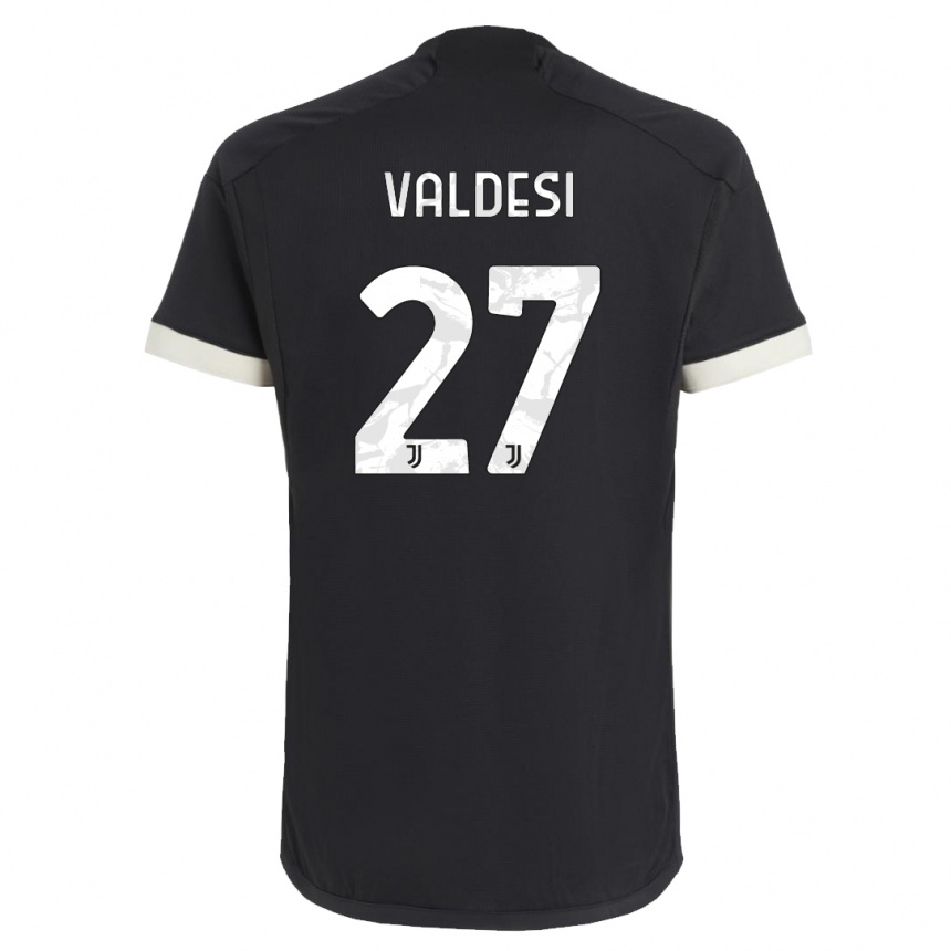 キッズフットボールアンドレア・ヴァルデシ#27黒サードユニフォームシャツ2023/24ジャージーユニフォーム