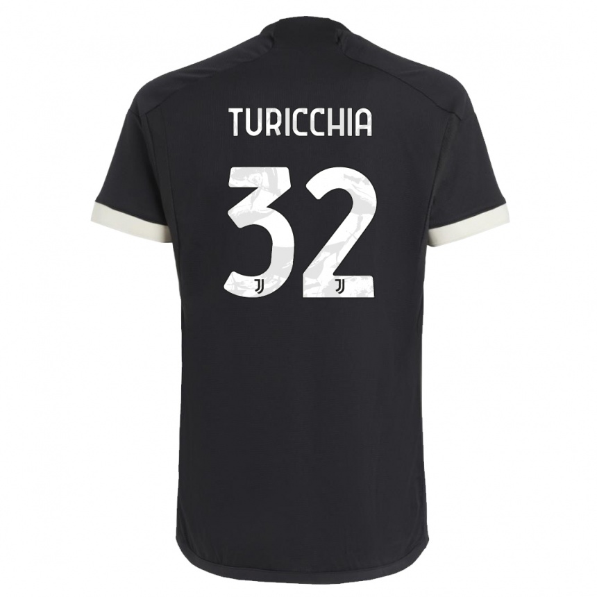 キッズフットボールリカルド・トゥリッキア#32黒サードユニフォームシャツ2023/24ジャージーユニフォーム