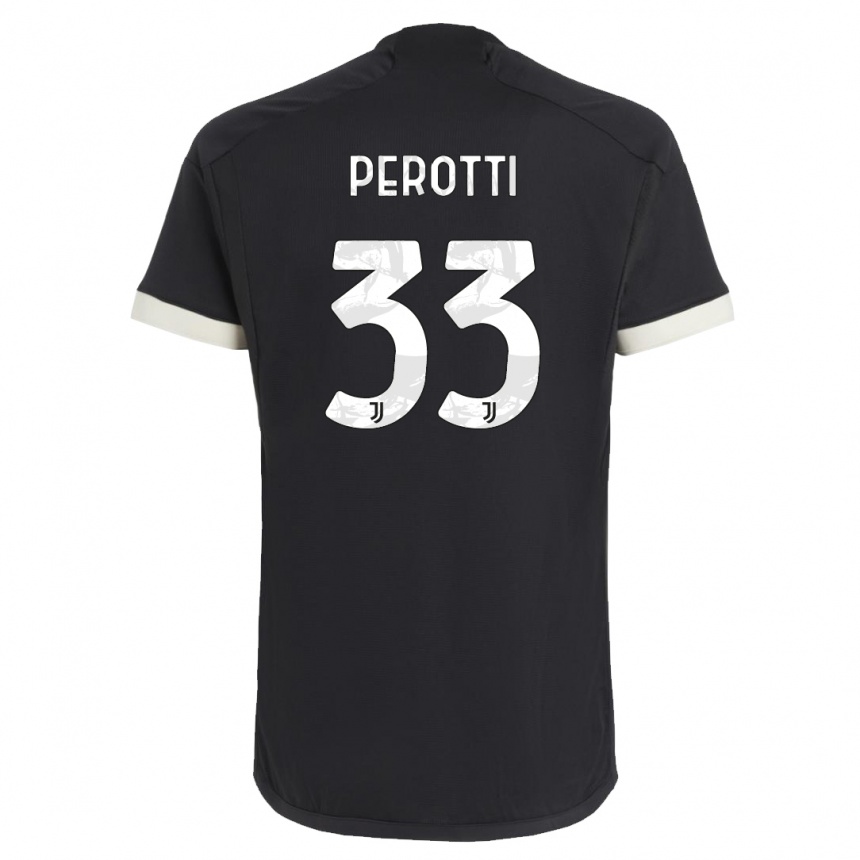 キッズフットボールクレモント・ペロッティ#33黒サードユニフォームシャツ2023/24ジャージーユニフォーム