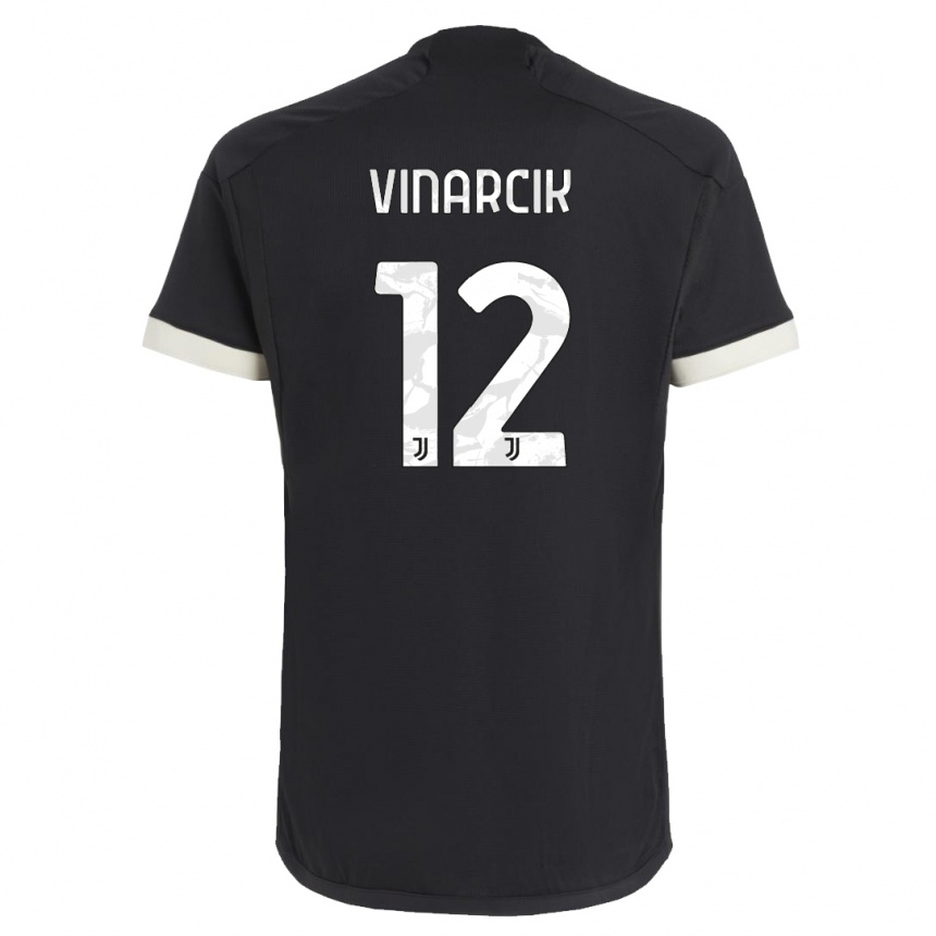 キッズフットボールヤクブ・ヴィナルチク#12黒サードユニフォームシャツ2023/24ジャージーユニフォーム