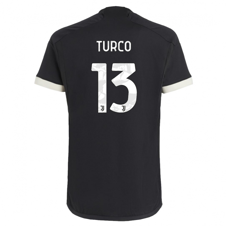 キッズフットボールステファノ・トゥルコ#13黒サードユニフォームシャツ2023/24ジャージーユニフォーム
