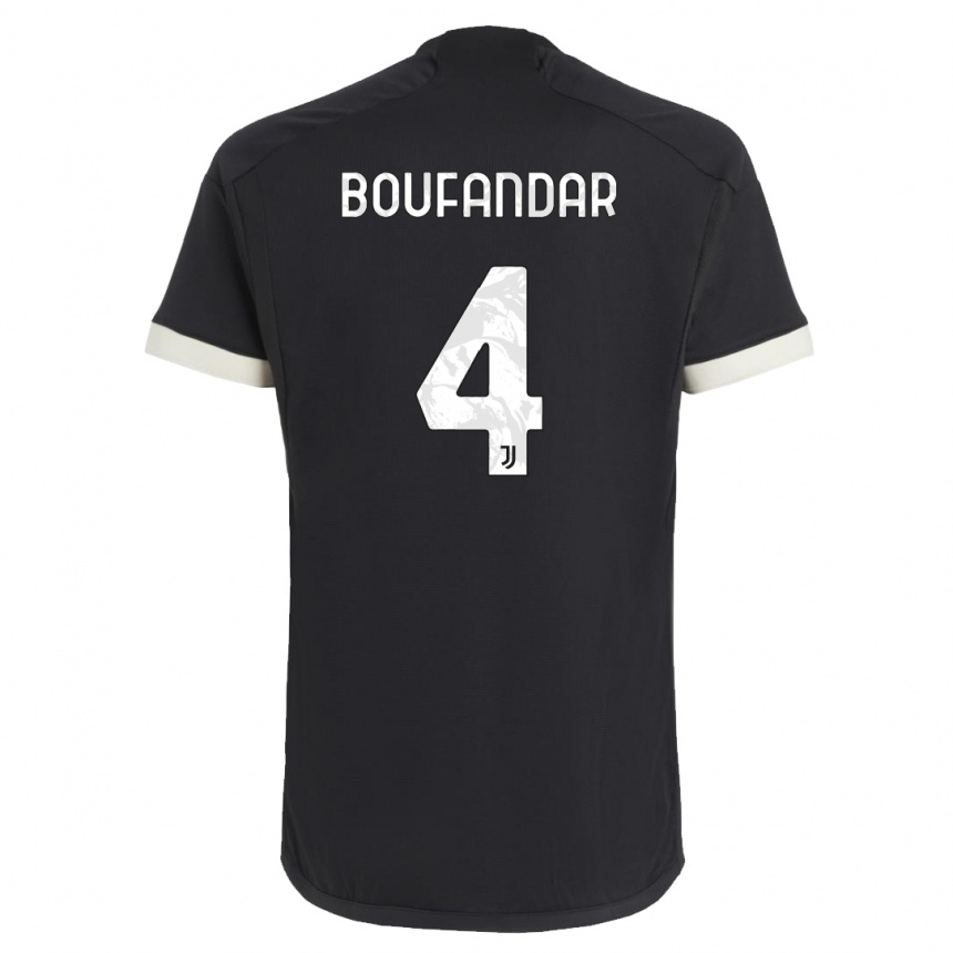 キッズフットボールアダム・ブーファンダー#4黒サードユニフォームシャツ2023/24ジャージーユニフォーム