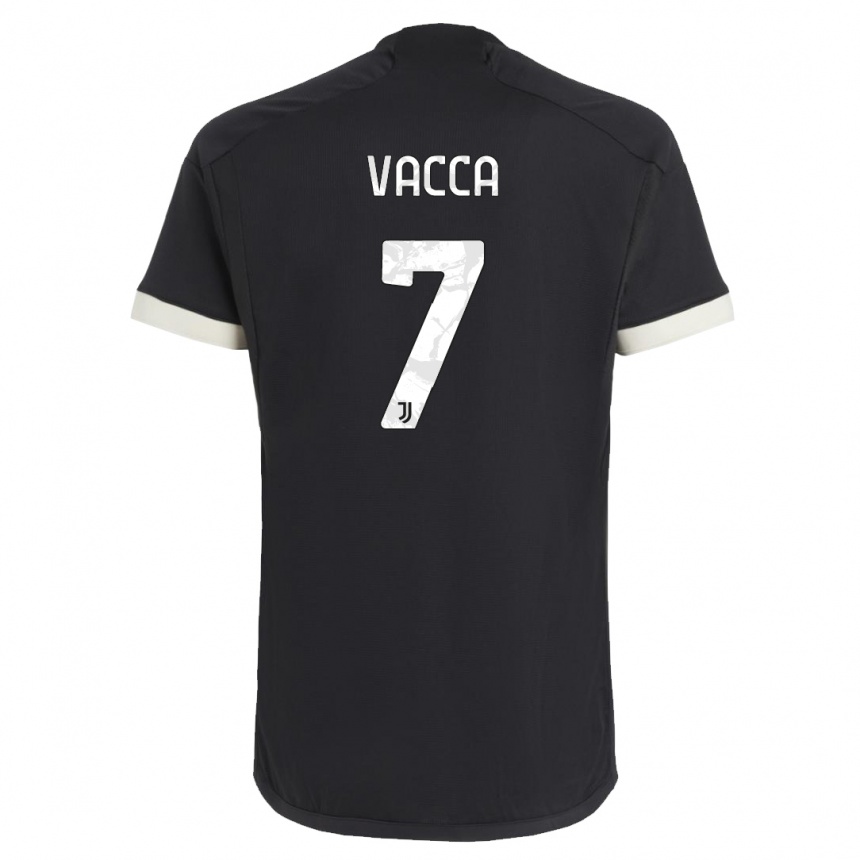 キッズフットボールアレッシオ・ヴァッカ#7黒サードユニフォームシャツ2023/24ジャージーユニフォーム