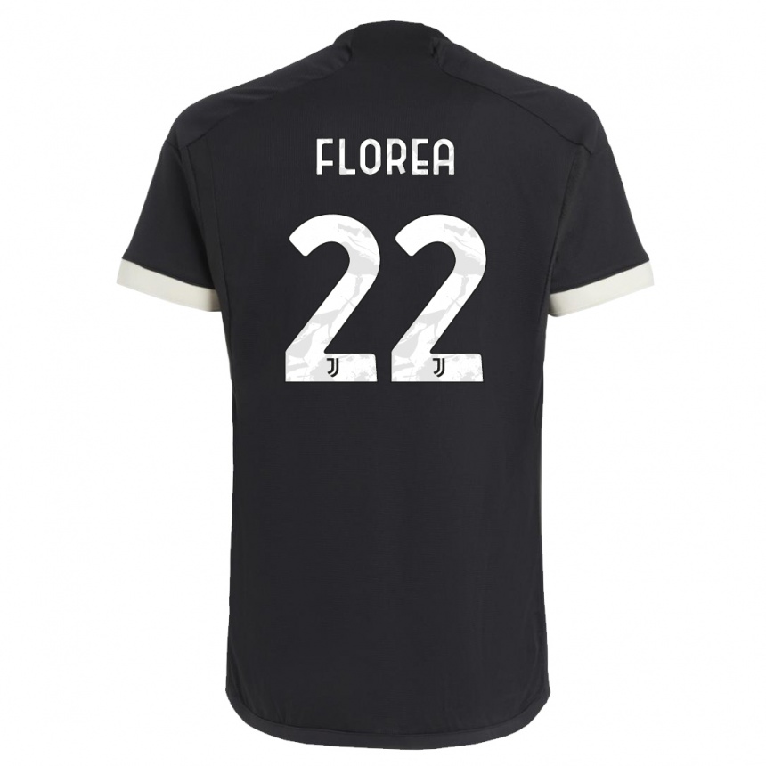 キッズフットボールアンドレイ・フロレア#22黒サードユニフォームシャツ2023/24ジャージーユニフォーム