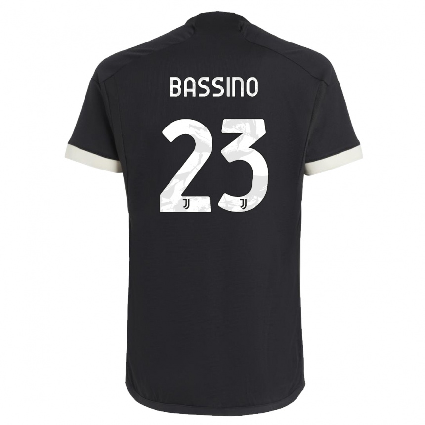 キッズフットボールアレサンドロ・バッシーノ#23黒サードユニフォームシャツ2023/24ジャージーユニフォーム